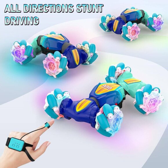 Gesture Sensor RC Stunt Car – 4WD Off-Road Vehicle with Lights & Music (Blue) - Picture 3 of 8